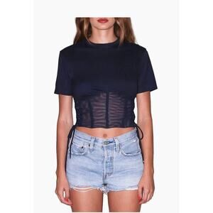 Fleur Du Mal Sabrina Corset T Shirt in Dawn Blue XS